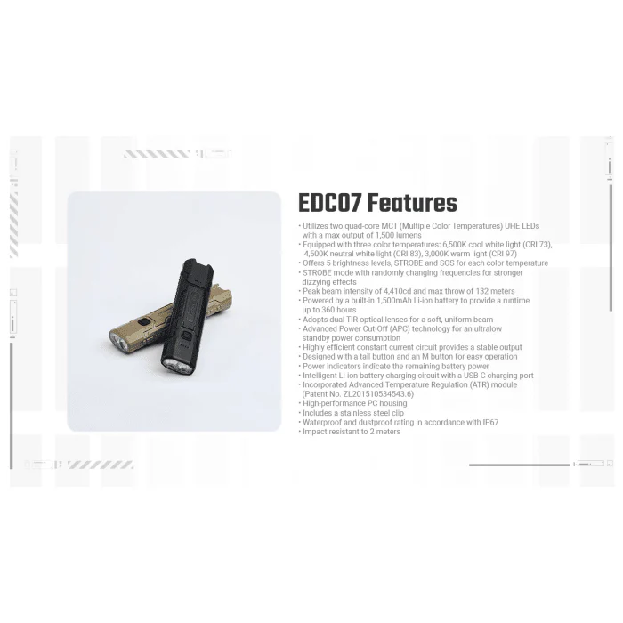 Nitecore | EDC07 | Oplaadbare Zaklamp | 1.500 Lumen - Image 20